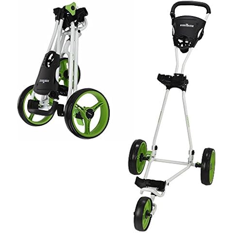 Caddymatic Golf Continental 3 Wheel Folding Golf Push/Pull Cart White/Green Cover