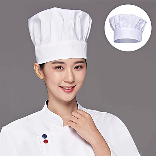 Cyrank Chapéu de chef, chapéu de chef, branco, ajustável, elástico, para cozinheiro, cozinha, chef,