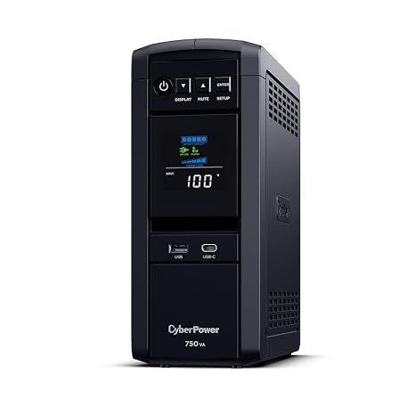 CyberPower CyberPower CP750PFCLCDJP uninterruptible power supply UPS Line-Interactive Power/Sine Wave 750VA/525W for Home Office with Adjustable Angle LCD Screen