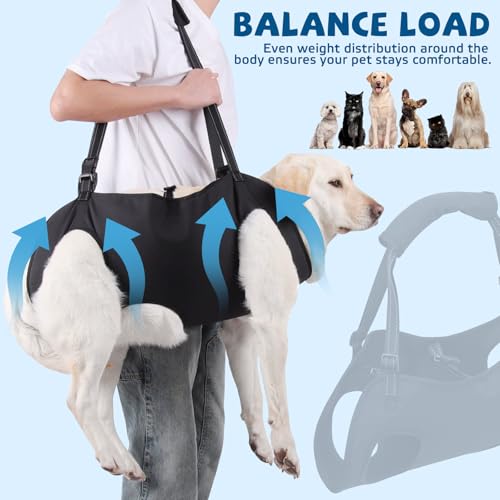 TUZHE Tragehilfe Hund Groß, Hunde Tragehilfe, Hundehebegeschirr für Behinderte, Verletzte Oder Ältere (L)