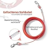 Mi Metty Tie-Out Leinen für Hunde,3m Kausichere Hundeleinen,Tie Out Cables Hofleine Für mittlere bis große Hunde(Rot,10ft-3M)