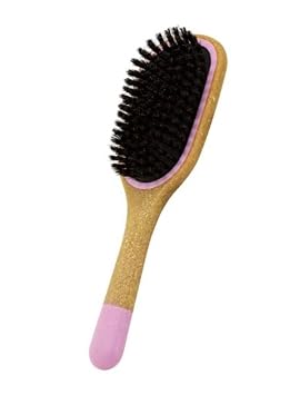 Swissco Smoothing Hair Brush 100% Boar Bristles (Pink & Tan)