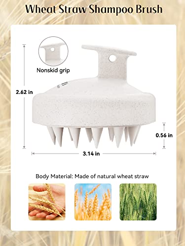 HEETA Scalp Massager Hair Growth, Soft Silicone Scalp Scrubber Shampoo Brush for Exfoliation, Dandruff Removal & Head Massage Stress Relax, Wet & Dry Use for Thick, Thin Hair Care, Wheat Straw Beige - Thumbnail 2