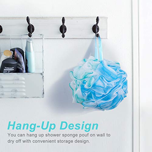 Aquior Bath Sponge Shower Loofahs Mesh Pouf Body Scrubber Ball for Exfoliate, Full Lather Cleanse, Soothe Skin