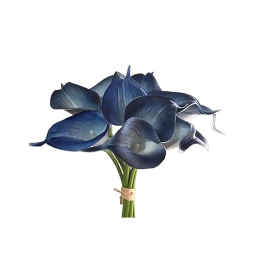 Flores Artificiales de Lirio de Cala de 35cm,12 Cabezas Individuales Accesorio de Ramo de Flores pequeñas,Ramo de Boda para,Guirnalda de Interiores y Exteriores, decoración del hogar y Oficina (Azul)