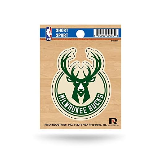Rico Industries NBA Basketball Milwaukee Bucks Short Sport Decal 3.75' x 4.75' Die Cut Team Logo Short Sport Decal
