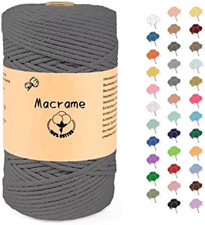 Maxee 3mm x 200m 100% Cotton Macrame Cord Cotton Rope Thread Lace Thread for handicrafts, Wedding and Christmas Decorations, Plant Hangers - white