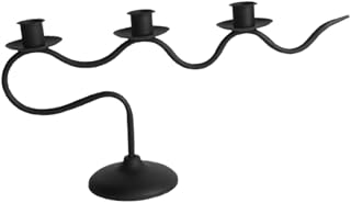 MAHOKAHA Candelabro de Hierro, candelabro de 3 Brazos, Adorno para Velas, Soporte para Club, Sala de Estar, Cocina, Chimenea, Comedor, Color Negro