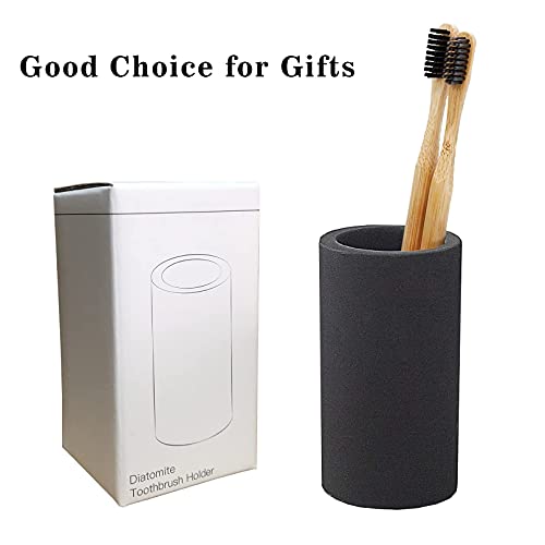 Gruise Black Toothbrush Holder For Bathroom, Water Absorption Fast Drying Diatomite Toothbrush Holders For Electric Toothbrush Toothpaste Shaver Razor (Black+3Covers) #TOP7