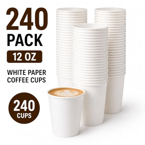 Amaxe Direct 12oz -240 Pack Disposable 350gsm Paper Wall Coffee Cups l Party Hot or Cold Beverage l Office Work Home to-Go l Heavy Duty by Amaxe Direct - Image 3