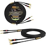 WORLDS BEST CABLES 5 Foot WBC-GOLD-LOCAP-SPKR-10 AWG - Low-Capacitance - Low-Inductance - High Purity OFC - Audiophile HiFi Speaker Cable Pair with Eminence Gold Banana (x2) & Spade (x2) Plugs