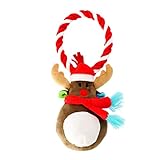 Caractéristiques du jouet pour chien Renne de Noël avec cordon : jouet en peluche grinçant