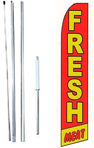 FRESH MEAT King Flag Sign With Complete Hybrid Pole set