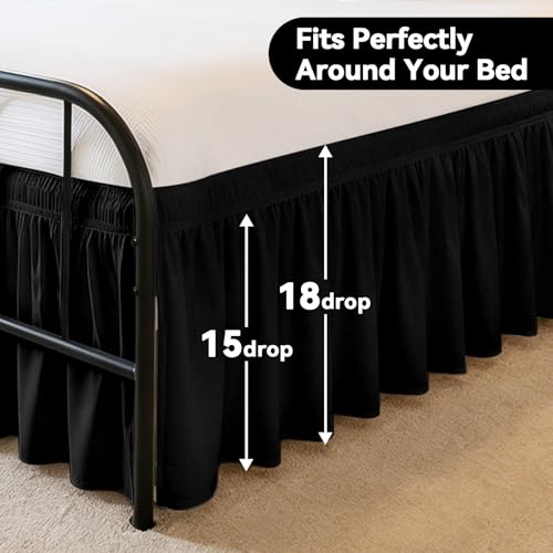 RIMELA Bed Skirt with Split Corners, Queen, 18 Inch Drop, Black by RIMELA - Used condition - Image 5