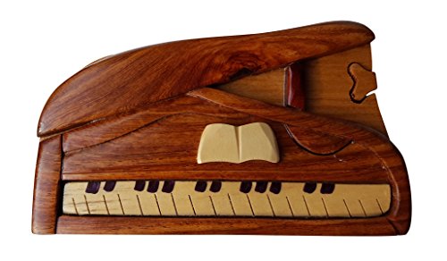 Handmade Wooden Art Trick Secret Piano Puzzle Trinket Box (3026) #TOP1