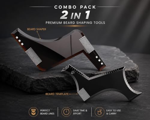 Image of Fully Beard Shaper Tool for Men Beard Comb for Men and Boys Beard Symmetry Tool for Perfect Lines, Neckline and Jawline (Combo)