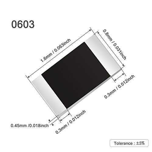 Chanzon Kit de resistores SMD 0603 1200pcs 0-10M Ω ohm 60 valores 1/10W 0,1W ± 1% Tolerância Filme g