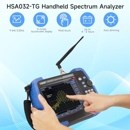 OWON HSA032-TG Handheld-Spektrumanalysator mit Tracking-Generator, Frequenzbereich 9 kHz bis 3,2 GHz, EMI-Pre-Compliance-Testkit mit 8-Zoll-IPS-LCD-Touchscreen-Display