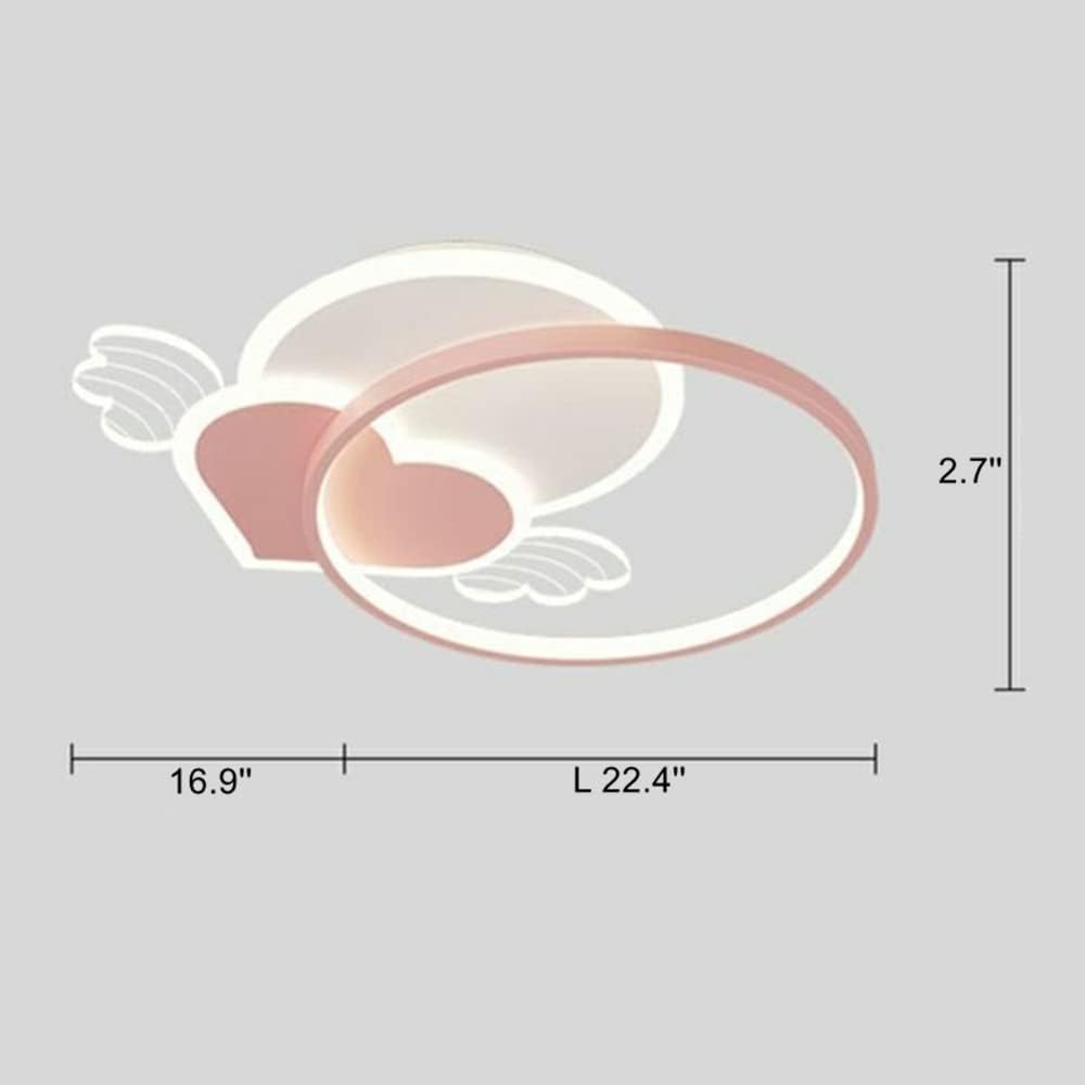 RUNNUP Heart Shaped LED Ceiling Lamp Modern Flush Mount Ceiling Light Acrylic Ceiling Light for Bedroom Living Room Kid's Room, Pink