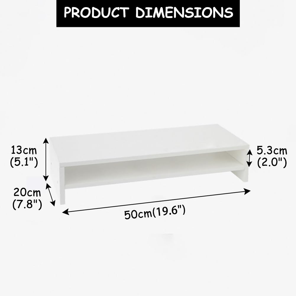 CAKERS Alzaschermo Per Computer|Scaffale Organizzatore Multiuso Per Scrivania|Accessori Ergonomici Creativi Per La Postazione Domestica E Ufficio,Marrone,A-50x20x13cm (19.6x7.8x5.1in)