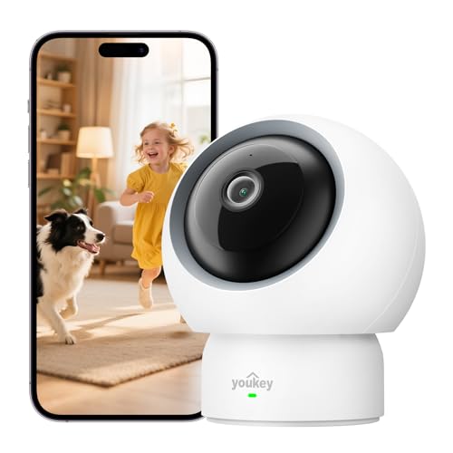 youkey Indoor Camera, No Monthly Fees, Pan & Tilt, 2.5K...