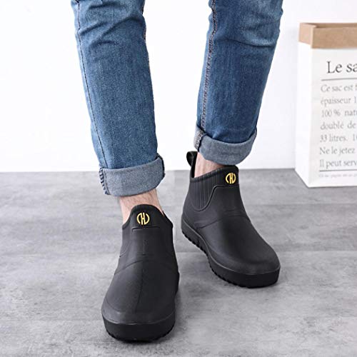 jessie Men Rain Boots Outdoor Slip On Waterproof Non-Slip Rubber Ankle Boots Rain Booties2