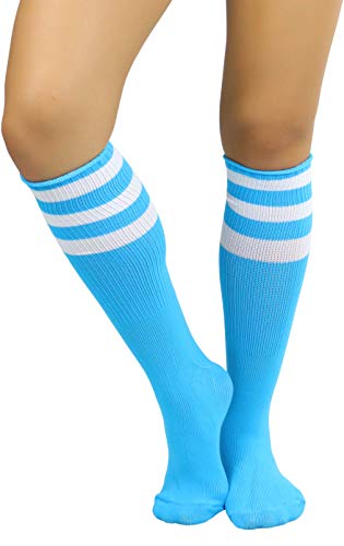 Image of ToBeInStyle Women's Premium Below Knee Athletic Socks w /Contrasting Wide Stripes