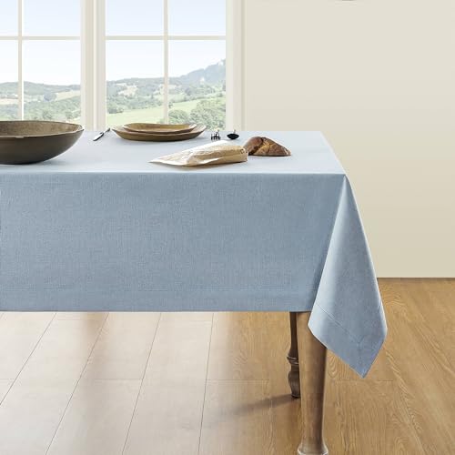 ZeeMart-Blue-Tablecloth-Farmhouse-Linen-Style-Table-Cloth-Rectangle-Table-Cloths-60-x-104-Inch-Chambray-Blue-Wrinkle-Resistant-Washable-Heavy-Weight-Tight-Weave-TableCloths ZeeMart Blue Tablecloth Farmhouse Linen Style Table Cloth Rectangle Table Cloths 60 x 104 Inch Chambray Blue Wrinkle Resistant Washable Heavy Weight Tight Weave TableCloths