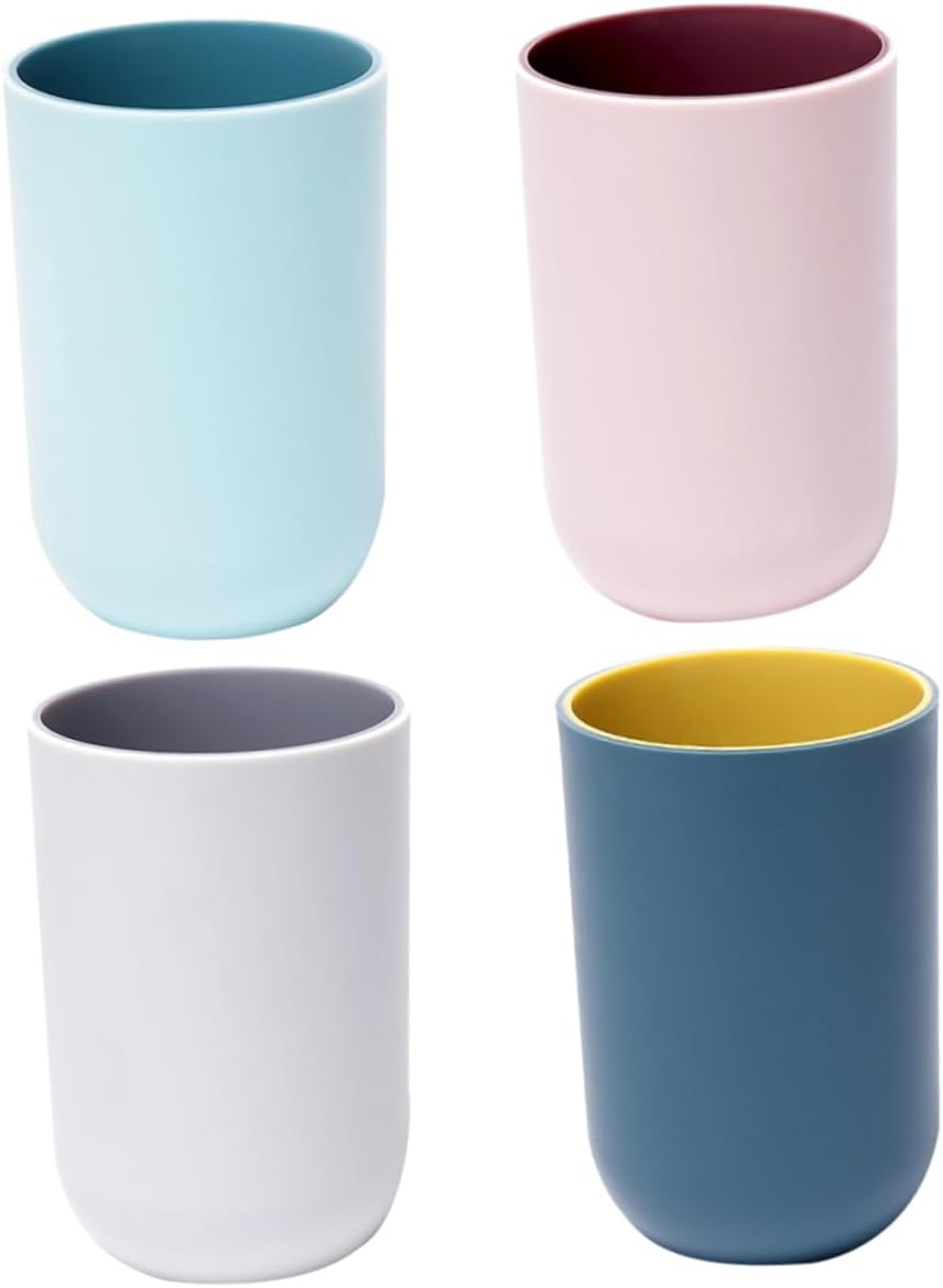 Luxshiny 4Pcs Assorted Color Toothbrush Storage Holders Mouthwash Cups for Easy Cleaning and Travel Versatile Toothpaste Case for Bathroom Use