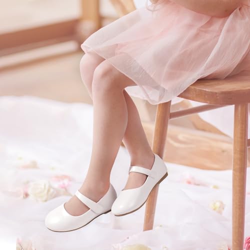 PANDANINJIA Girls Dress Shoes Toddler Flower Girl Kids Mary Jane Shoes Ballet Flats School Wedding Party Church Girls Shoes3