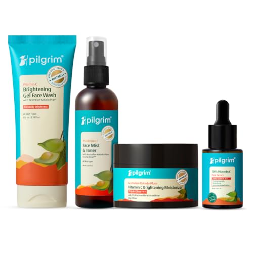 Image of Pilgrim Australian Vitamin C Complete CTM Skin Care Kit for Glowing Skin | Face Wash, Toner, 10% Vitamin C Serum & Moisturizer | Brightening, Dark Spot Reduction, Hydration & Glow | For Men & Women