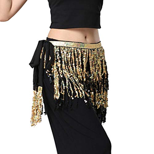 BOOMJIU Jupe à paillettes gland danse du ventre foulard rave costume jupe frange pour femme fille foulard costume latin dance jupes paillettes gland frange tenues jupe pour femme Cover
