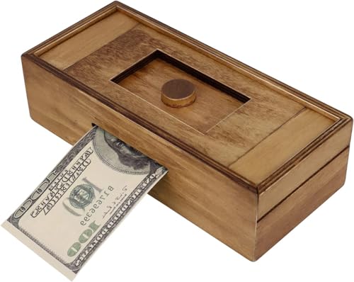 Geld-Puzzlebox aus Holz mit Geheimfächern, versteckter Geldhalter, herausfordernder Gehirn-Teaser für Erwachsene