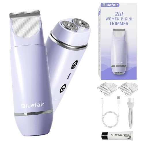 Image of Bikini Trimmer for Women,2 in 1 Electric Razors for Women Electric Shaver for Cordless Body Hair Trimmer Shaver for Trip,Replaceable Lady Facial Razor Bikini Trimmer for Legs Private (Purple)