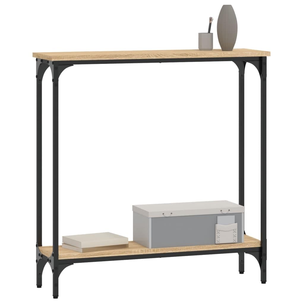 Console en chêne Sonoma 75 x 22,5 x 75 cm Matériau bois avec cadre en métal et quatre pieds réglables, espace de rangement pour magazines et articles de décoration, durable