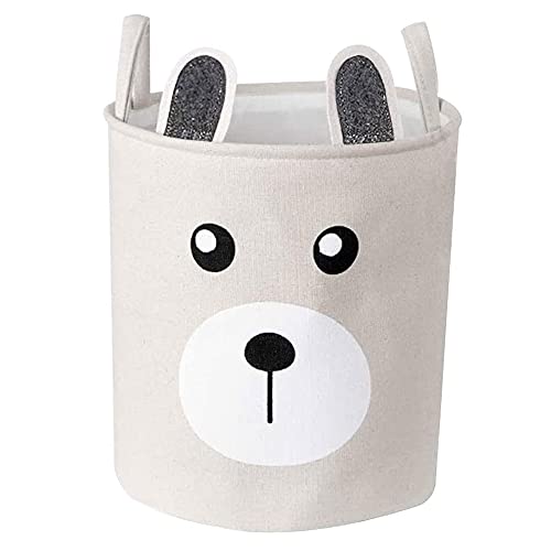 Cesto Portabiancheria Pieghevole Per Bambini Essme – In Tela Impermeabile Con Manici In Pelle, Motivo Animale Grigio, 40x40 Cm - 2