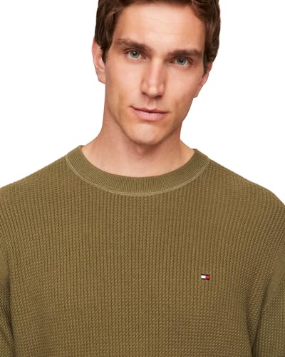 Image of Tommy Hilfiger Men's Waffle Knit Crewneck Sweater Lightweight Pullover, Also Available in Big & Tall