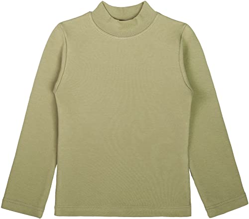 Image of Lilax Girls' Basic Long Sleeve Mock Turtleneck Cotton T-Shirt