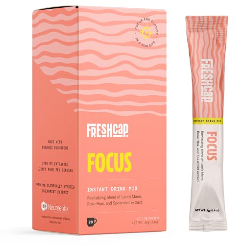 Refreshing Lionâ€™s Mane Tea (Caffeine Free) for Focus, Deep Work, and Concentration - 20 Servings Per Box - 1700 mg Organic Lionâ€™s Mane Mushroom, Spearmint Extract and Monk Fruit