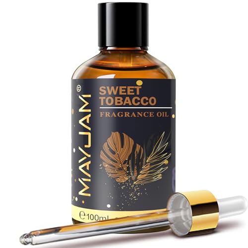MAYJAM 100ML/3.38FL.OZ Sweet Tobacco Fragrance Oils with Glass Dropper Essential Oils for Diffusers for Home Long Lasting Scented Oils for Diffusers Soap Candle Making