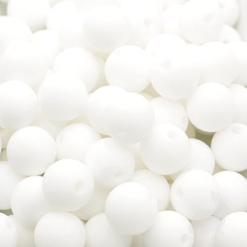 Miniatura 3 de Blue RABBIT CO - Cuentas de silicona blancas para hacer llaveros, collares, pulseras (0.315 pulgadas, 100 unidades, color blanco) a granel y