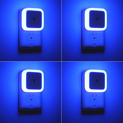 Sujeet Blue Night Light 4 Pack,Night Lights Plug into Wall 4-Pack, Nightlight Plug in Night Lights, Dusk to Dawn Night Lamp Led Night Light for Bedroom, Bathroom, Hallway