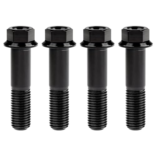 Image of Titanium Bolt M12 30 35 40 45 50 55 60 65 70 75 80 85 90mm Hex Small Flange Head for Motorcycle Car Modification Pack of 4 (M12x50mm Pitch 1.5, Black)