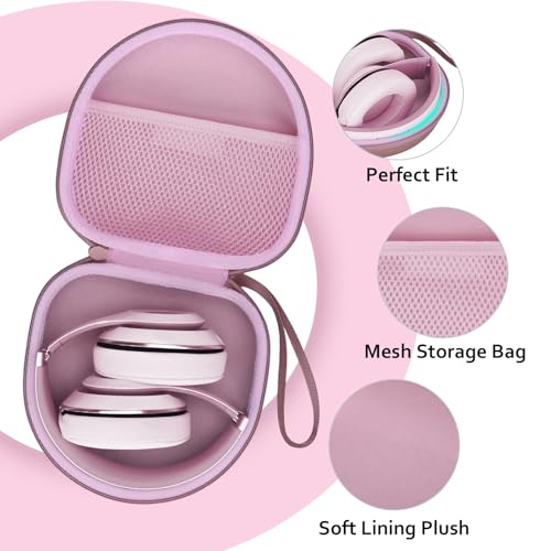 Image of Headphone Case Compatible with JBL /Beats /BERIBES /Jlab /Picun /TOZO /KVIDIO /Soundcore Anker /Skullcandy Noise Cancelling Over-Ear Headphones, Pearl Pink