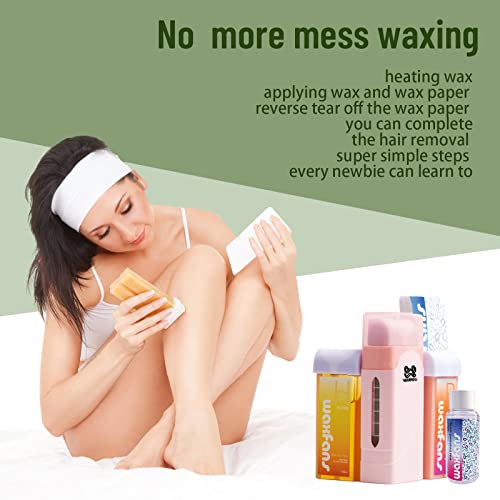 Roll On Wax Kit,Waxfans Roll On Wax Warmer For Hair Removal,Waxing Kit For Sensitive Skin,At Home Waxing Kit For Women,Soft Wax Heater For Larger Areas Of The Body(Pink) #TOP1