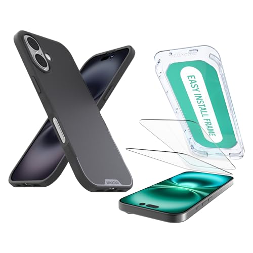 Image of Smartish iPhone 17 MagSafe Case + Screen Protector - Magnetic Slim Case - Protective Thin Grip Cover + 2-Pack Tempered Glass Screen Protectors for Apple iPhone 17 - Black Tie Affair