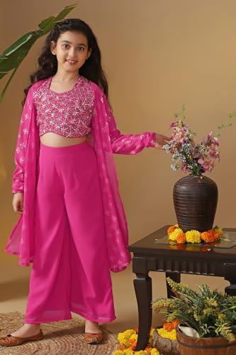 Image of Fashion Dream Girls Georgette Embroidered Palazzo Set|Kids Ethnic Wear|sharara set for girls|Indo Western Set