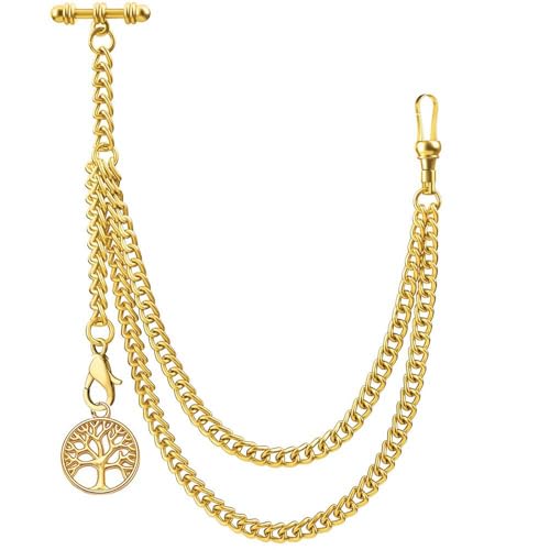 Chaîne de montre de poche Albert pour homme en métal ciselé style gousset rétro