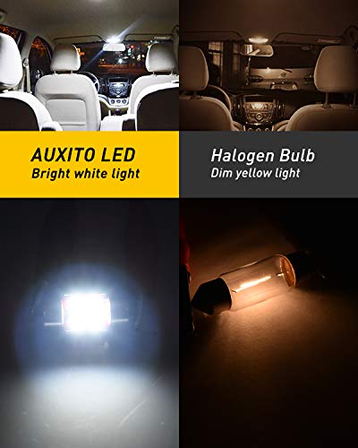 Image of AUXITO CANBUS Error Free 31mm (1.25 inch) DE3175 DE3021 Festoon LED Bulbs 3030 Chipset 6000K White LED Replacement for Interior Map Dome and Exterior Marker License Plate Lights(Pack of 4)