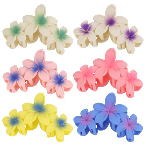 6 Pzas Pinzas Grandes Mate con Flor Hawaii miniatura 1